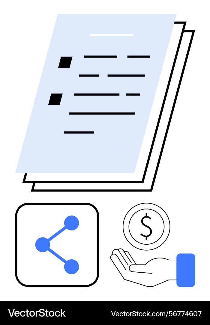 Document with lists sharing icon dollar coin Document with lists sharing icon dollar coin vector image