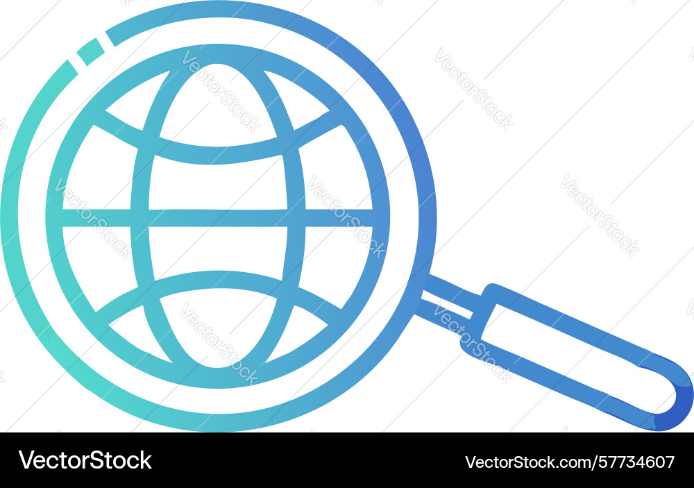 Global information search icon with magnifying vector image
