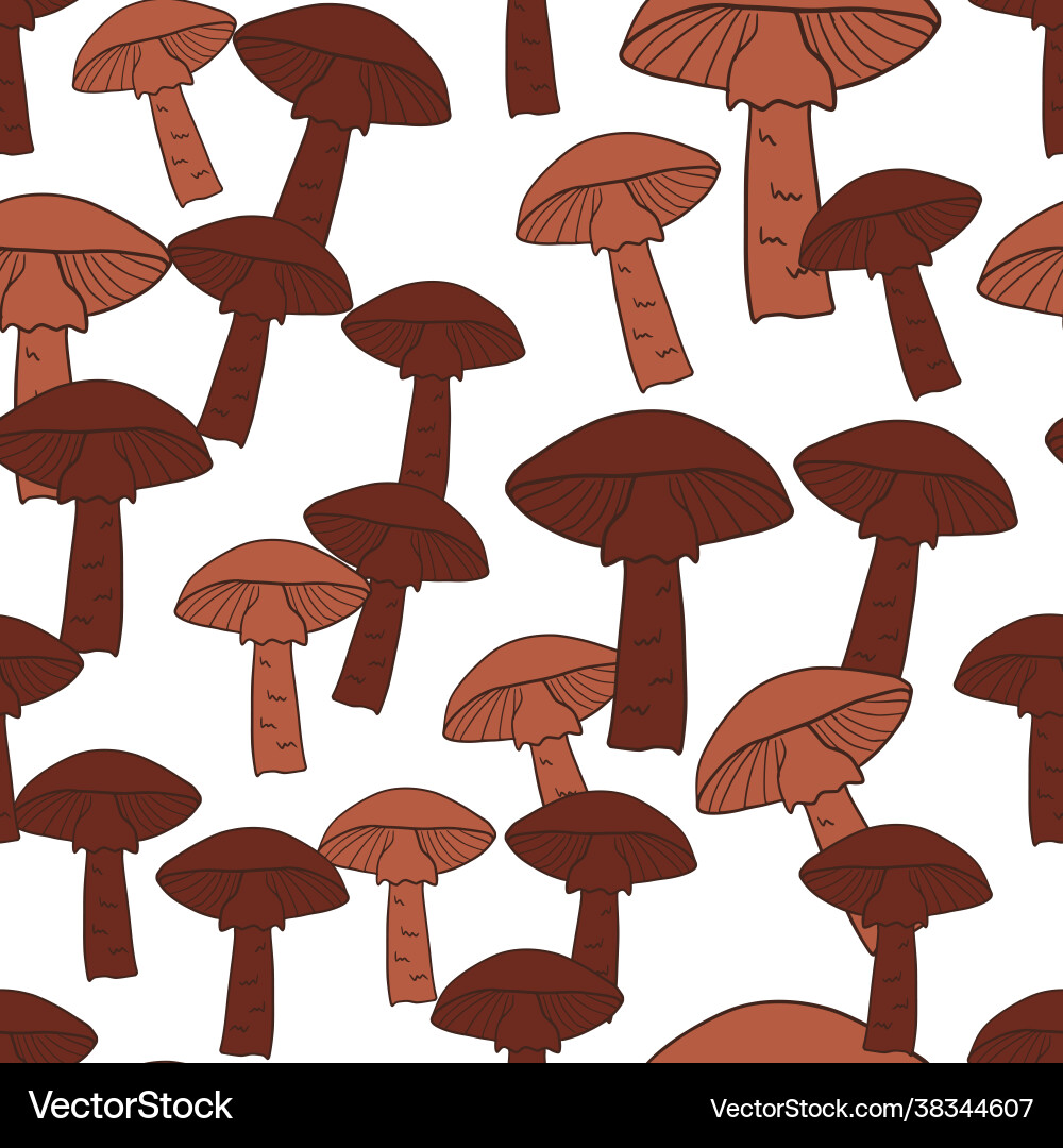 Isolated seamless pattern with random mushroom Isolated seamless pattern with random mushroom vector image