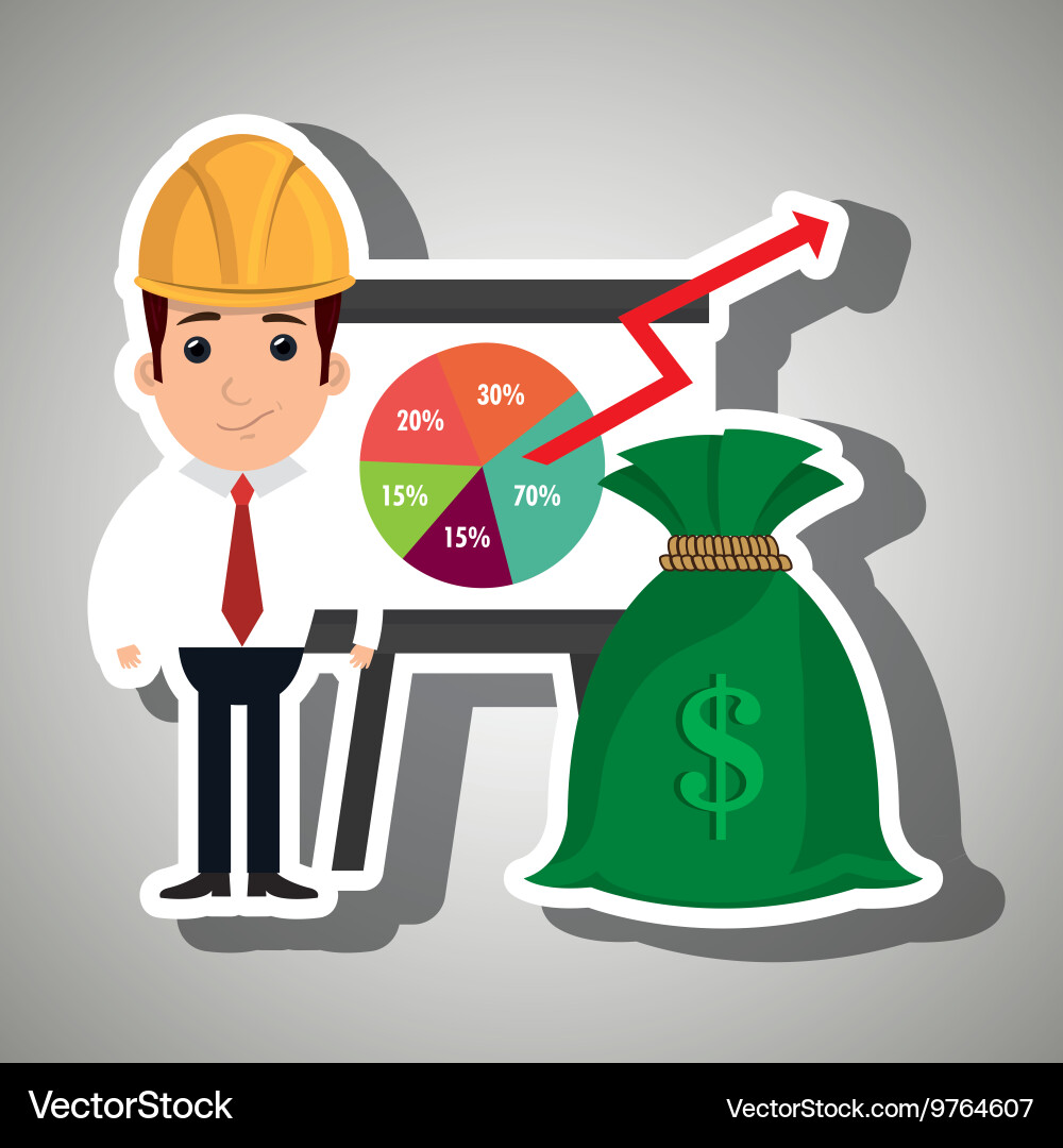 Man and statistics isolated icon design vector image