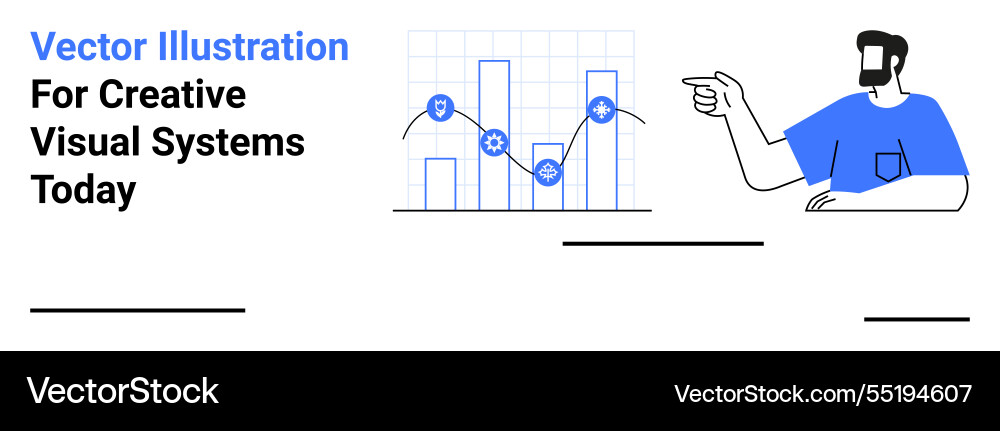Man gesturing towards data graph with gear Man gesturing towards data graph with gear vector image