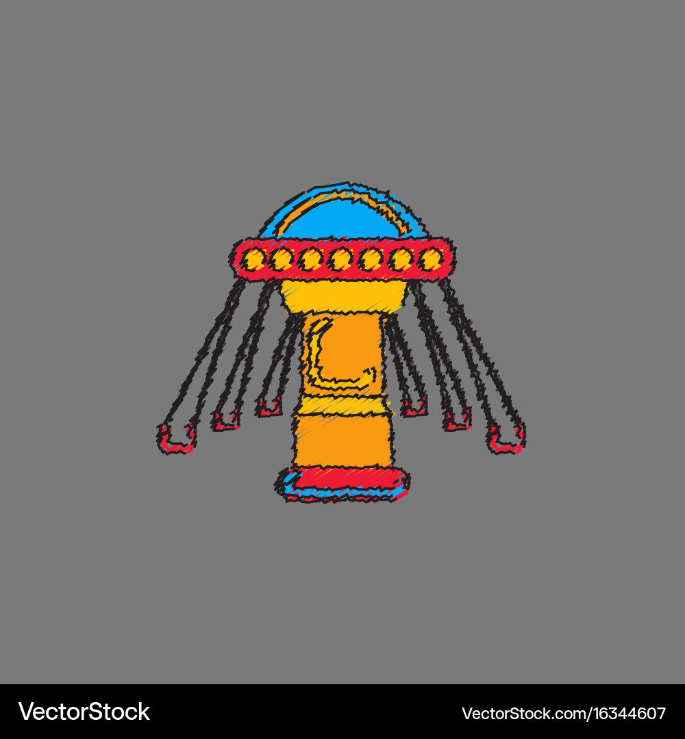Merry-go-round icon in hatching style vector image