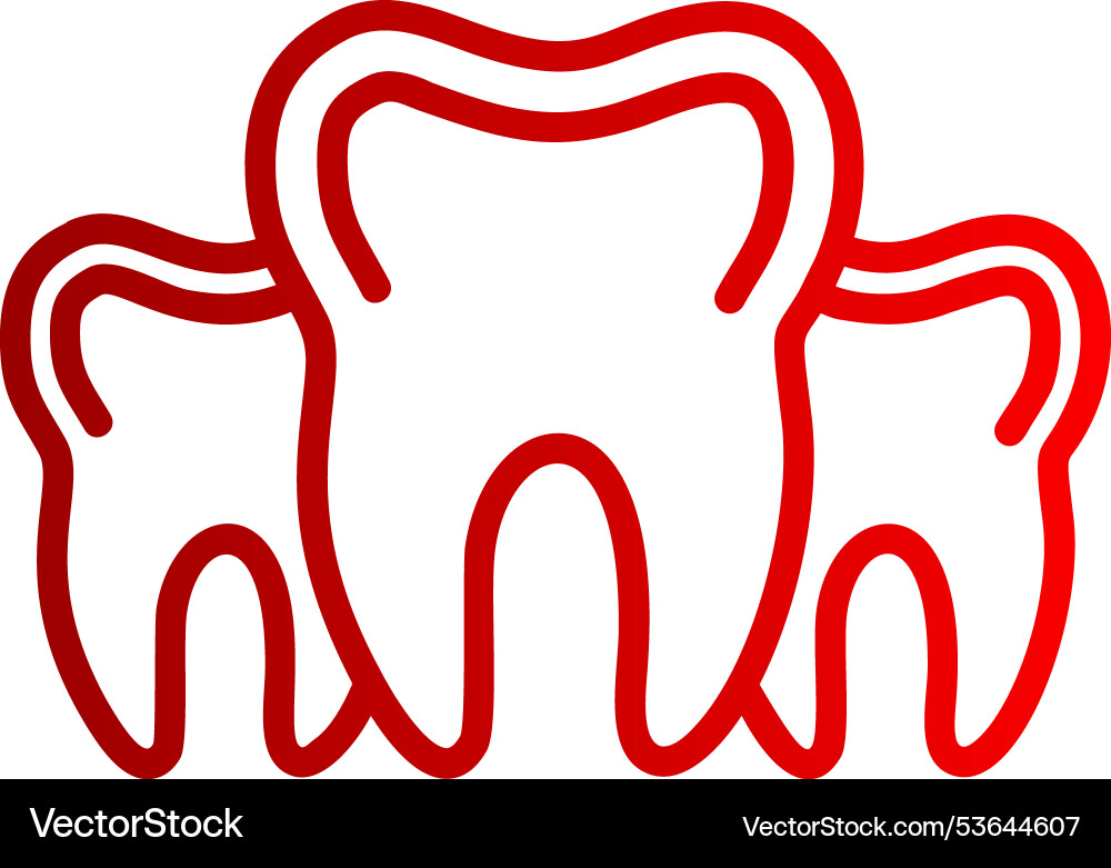 Multiple tooth line gradient icon Vector Image