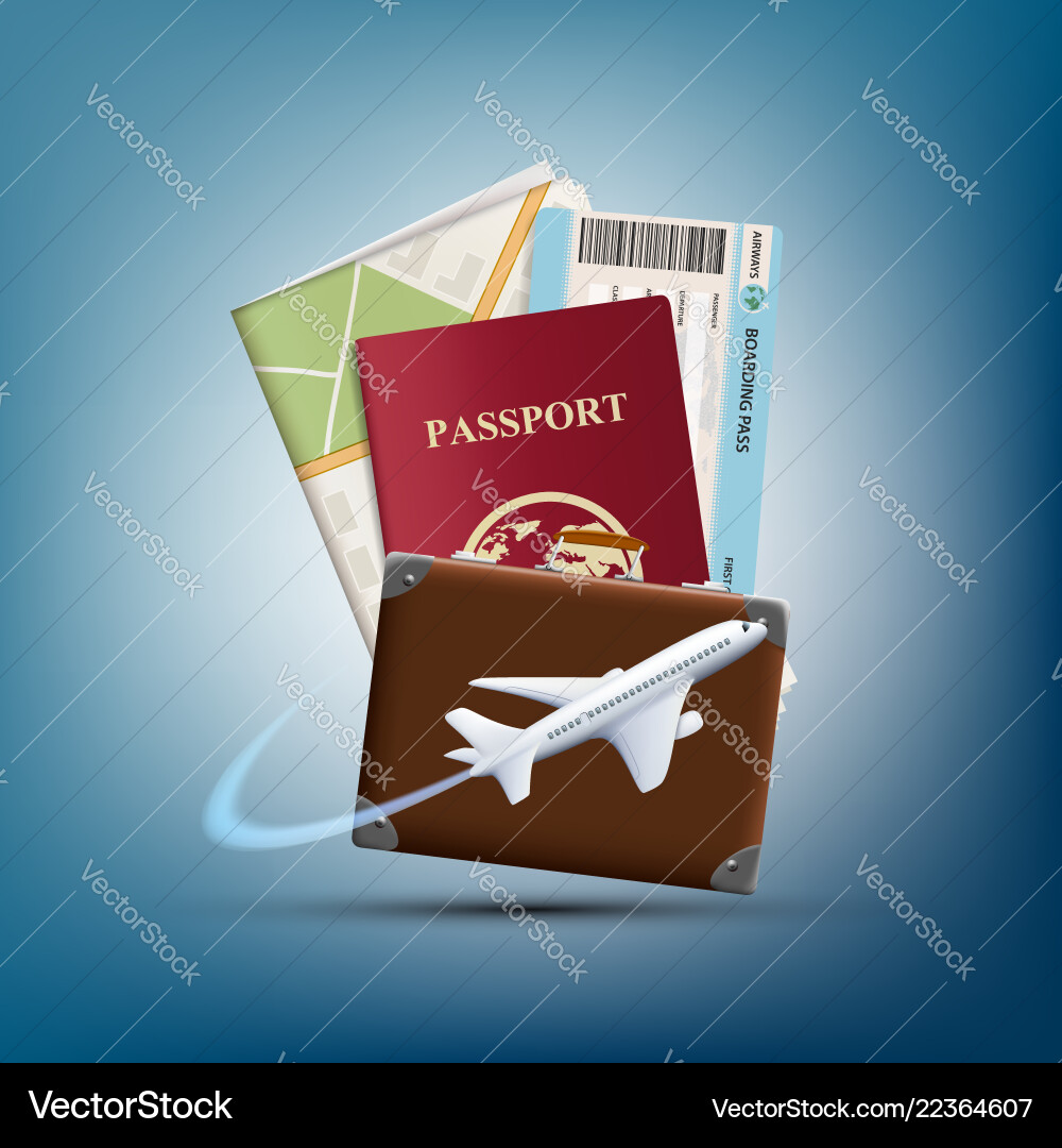 Passport with ticket and map Passport with ticket and map vector image