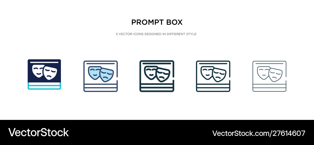 Prompt box icon in different style two colored vector image