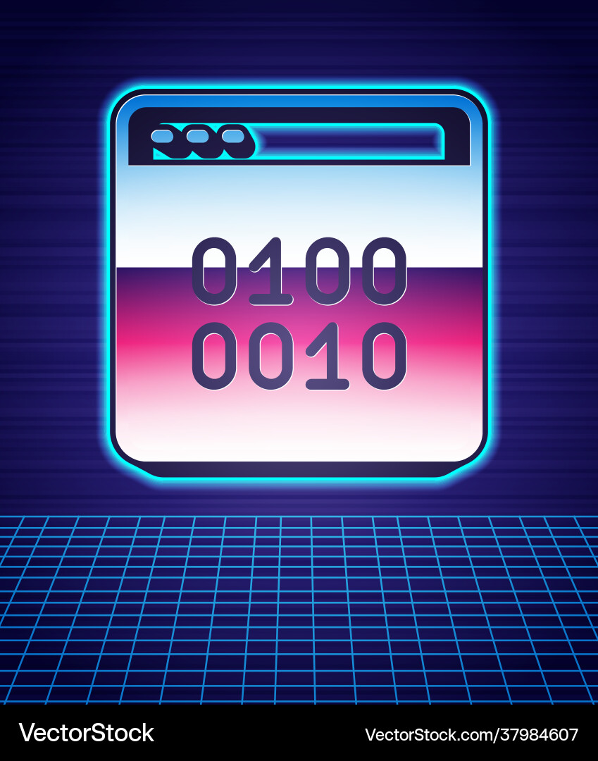 Retro style binary code icon isolated futuristic Retro style binary code icon isolated futuristic vector image