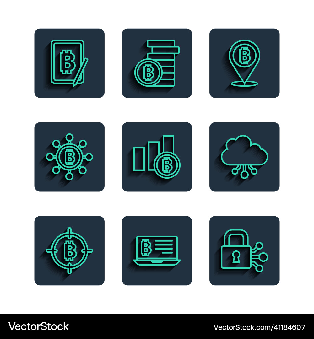 Set line bitcoin in the target mining Set line bitcoin in the target mining vector image
