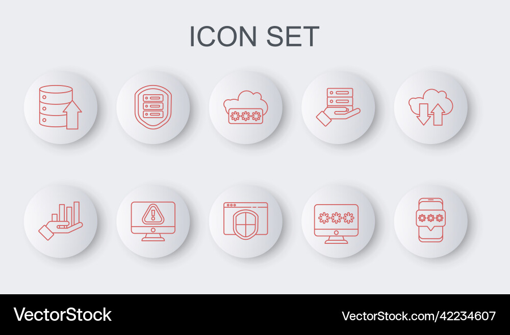 Set line mobile and password pie chart Set line mobile and password pie chart Vector Image