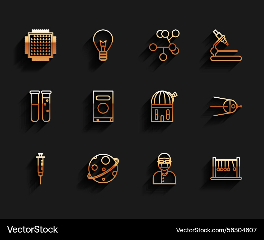 Set line syringe planet processor assistant Set line syringe planet processor assistant vector image