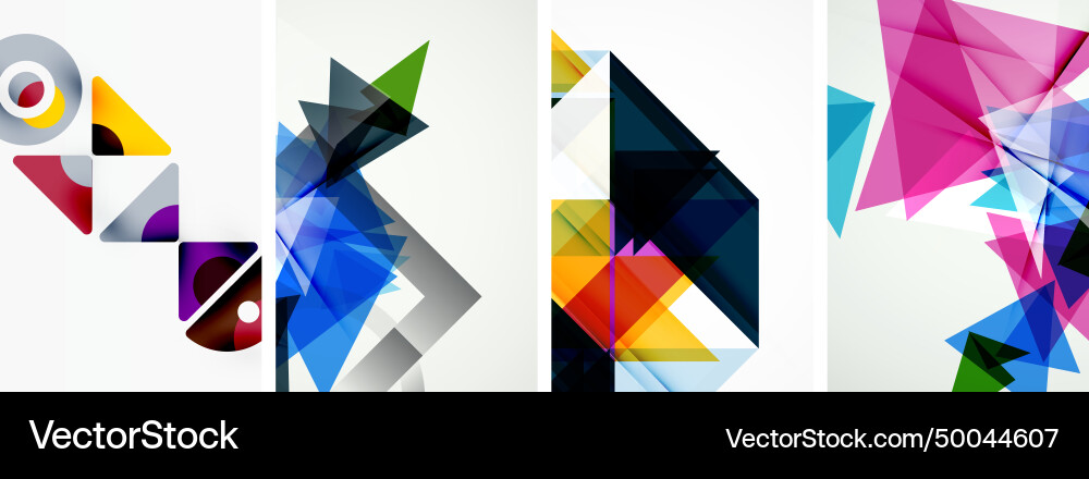 Set of colorful triangle poster cover template Vector Image