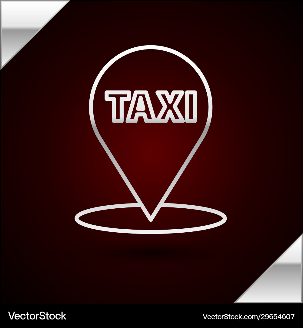 Silver line map pointer with taxi icon isolated Silver line map pointer with taxi icon isolated vector image