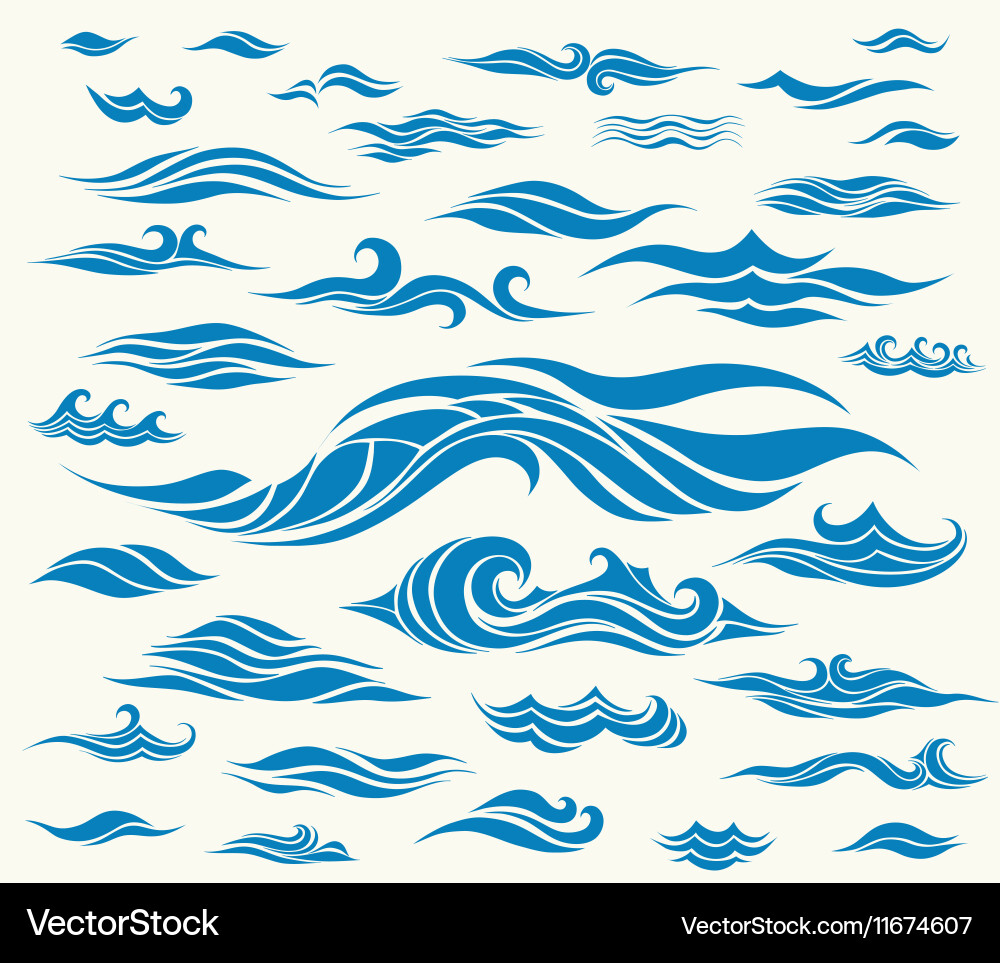 Waves set of elements for design vector image