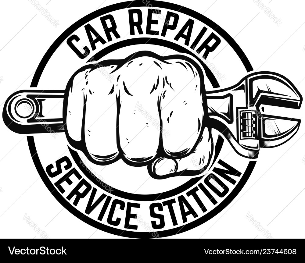 Car Repair Service - Hand with Wrench Vector Image