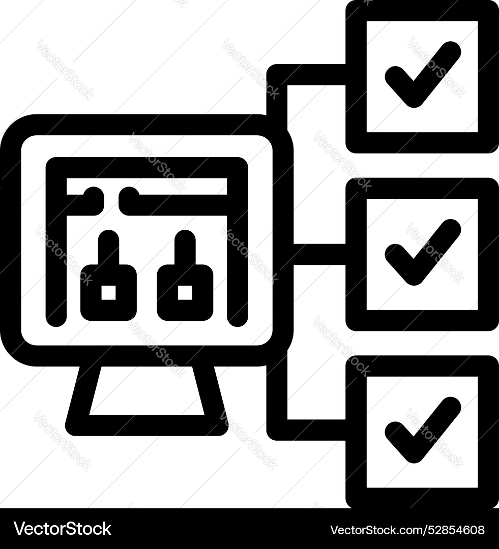 Computer showing website development process Computer showing website development process Vector Image