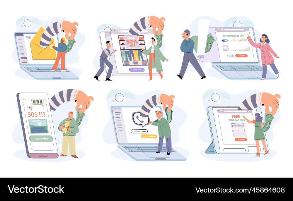 Concept of hacker attack fraud investigation Vector Image