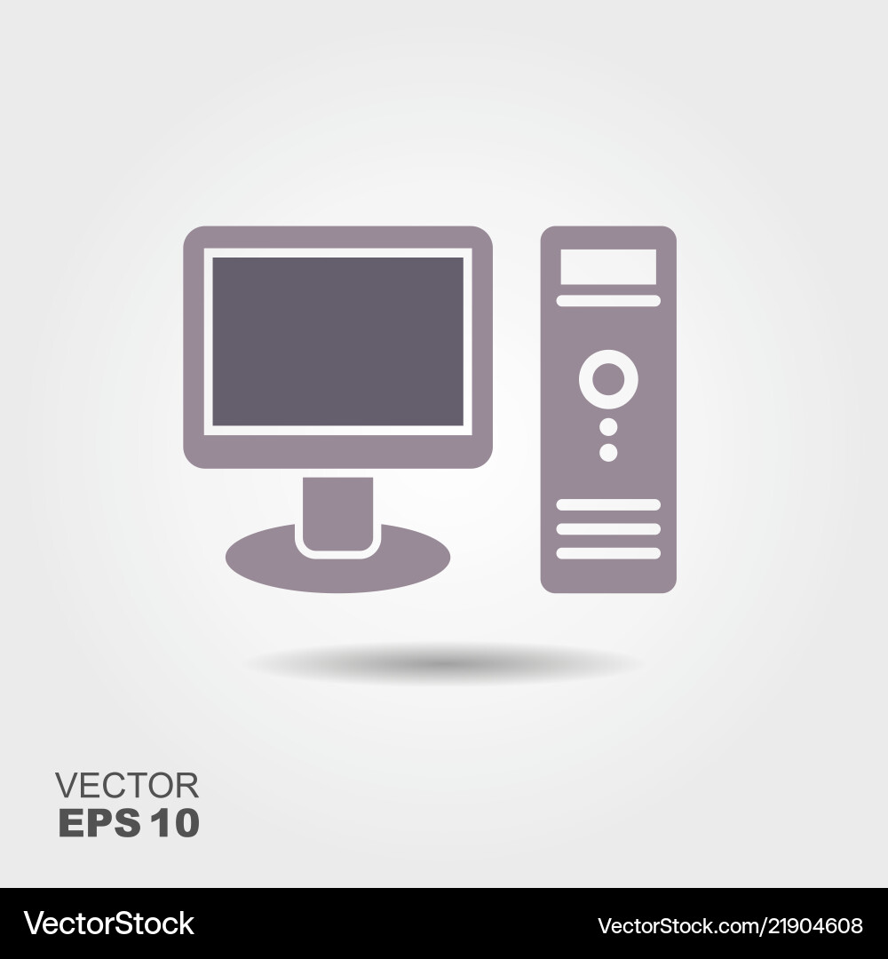 Desktop computer icon in flat style isolated Desktop computer icon in flat style isolated vector image