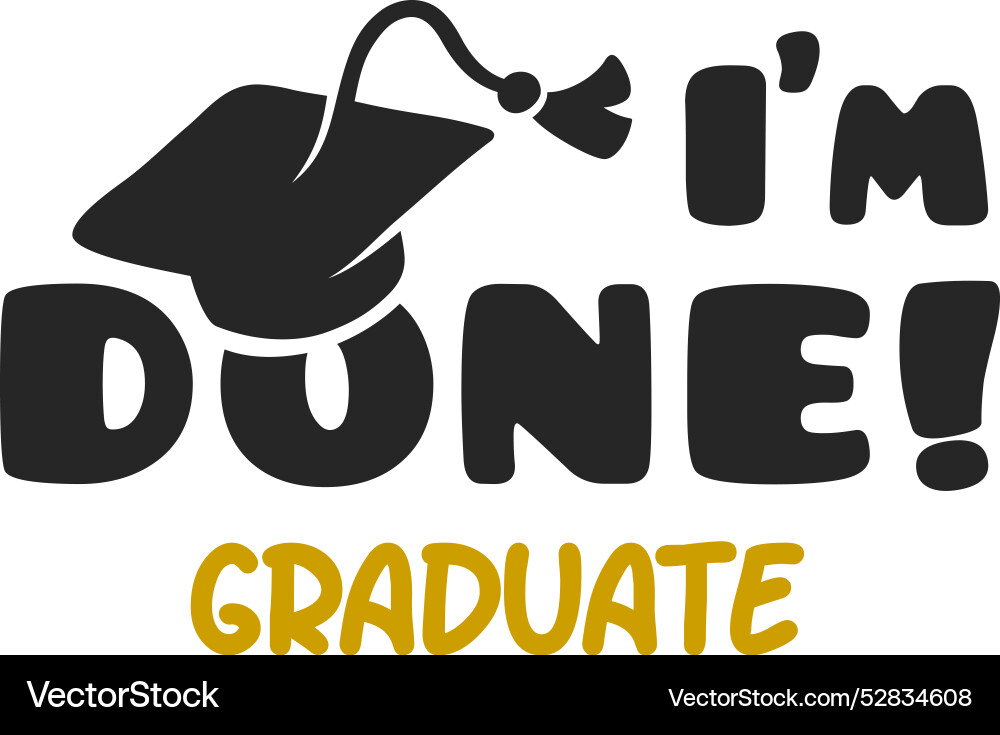 Graduate text label retro typography Royalty Free Vector