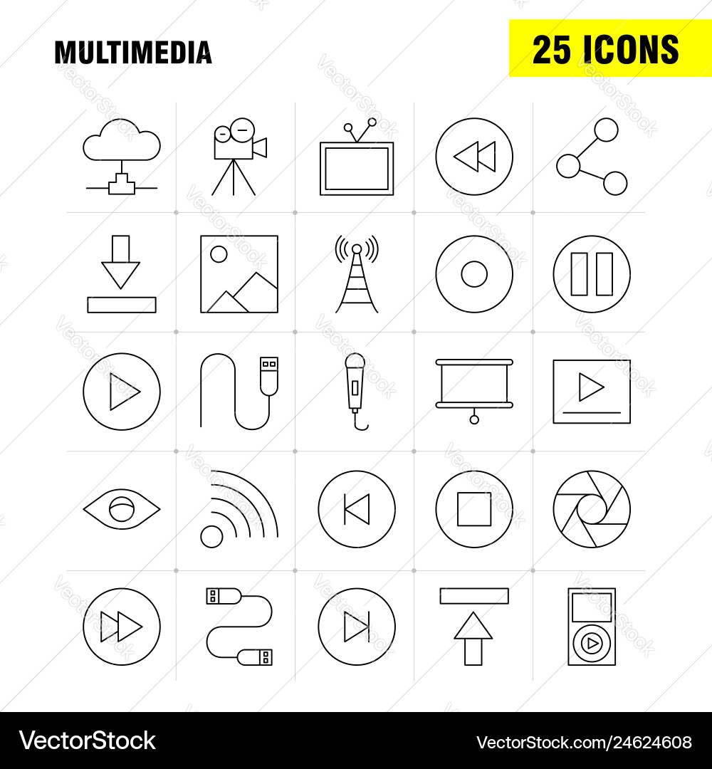 Multimedia line icon for web print and mobile Multimedia line icon for web print and mobile vector image
