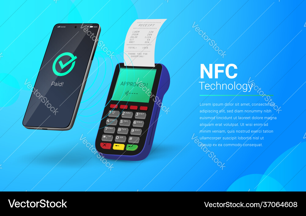 Payment processing using nfc technology touchless Payment processing using nfc technology touchless Vector Image