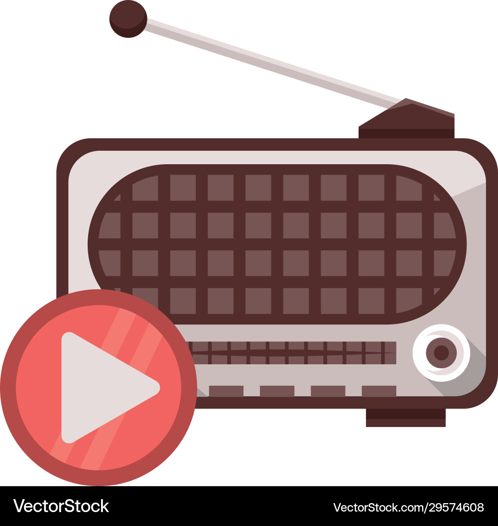 Radio old device with media player button Vector Image