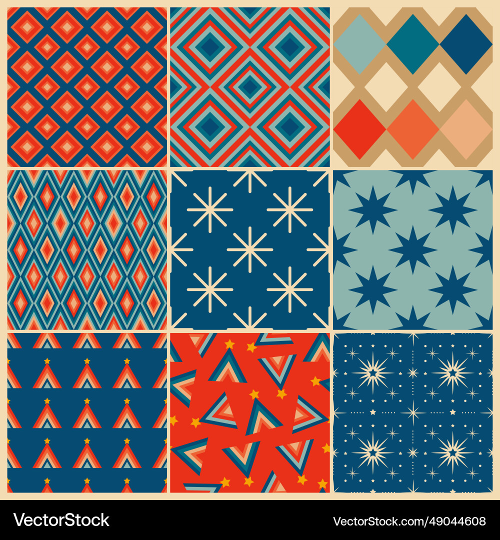 Retro Geometric Patterns - 50s Style vector image