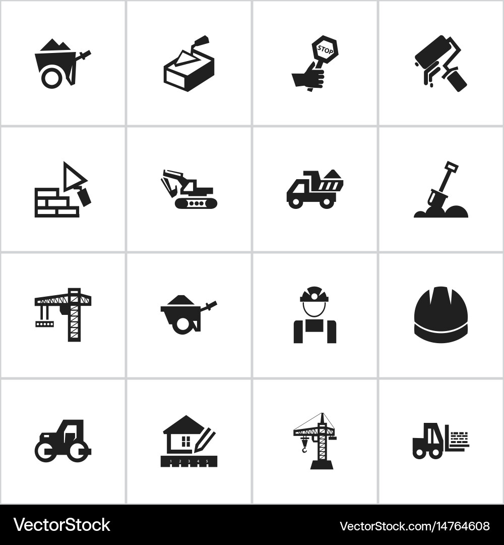 Set of 16 editable building icons includes vector image