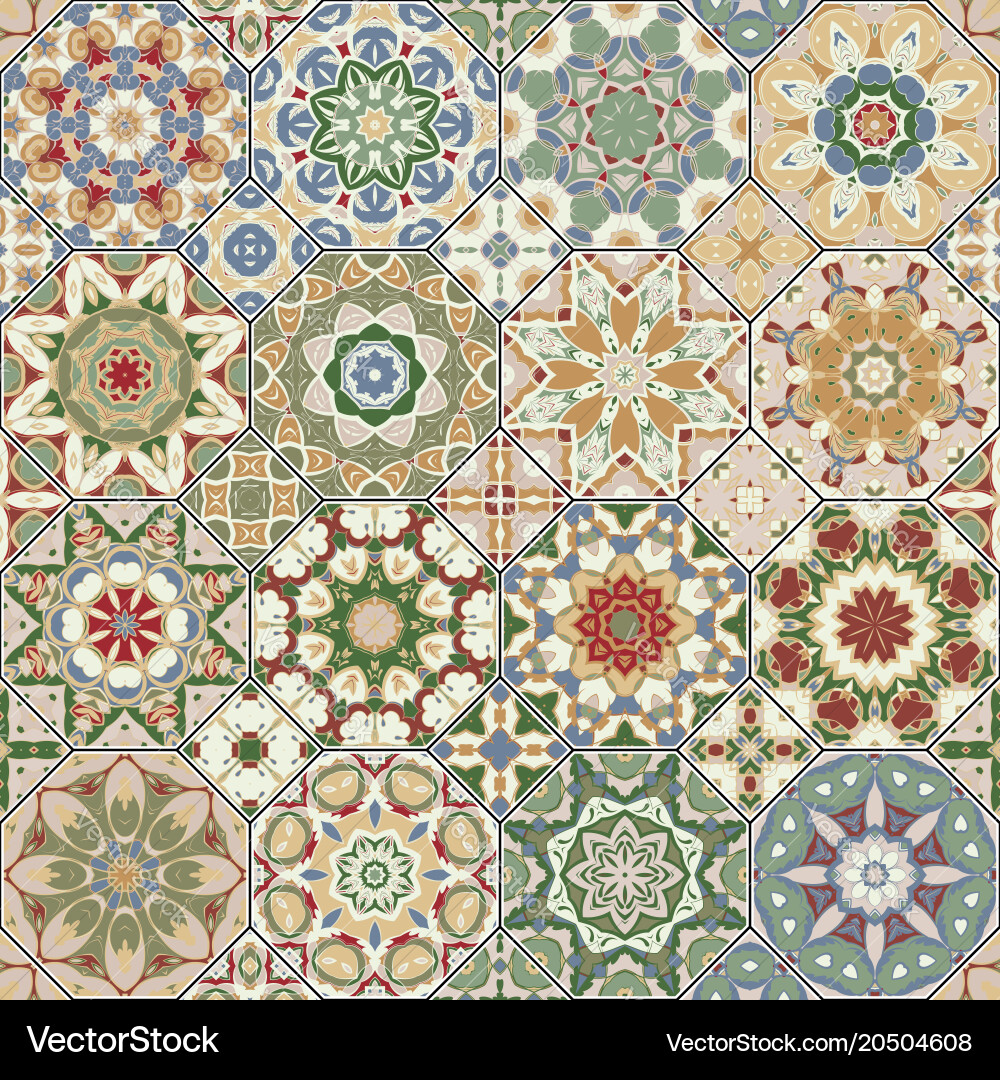 Set of octagonal and square patterns vector image