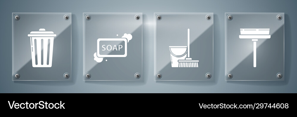 Set squeegee scraper wiper mop and bucket bar Vector Image