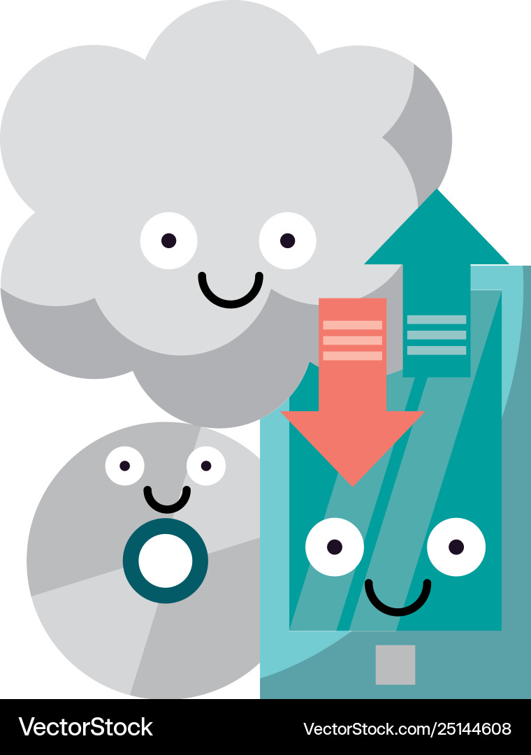 Smartphone and cloud computing with cd rom Smartphone and cloud computing with cd rom vector image