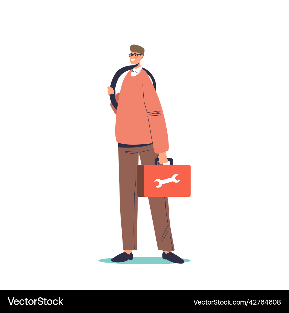 System administrator man fix computer and server Vector Image