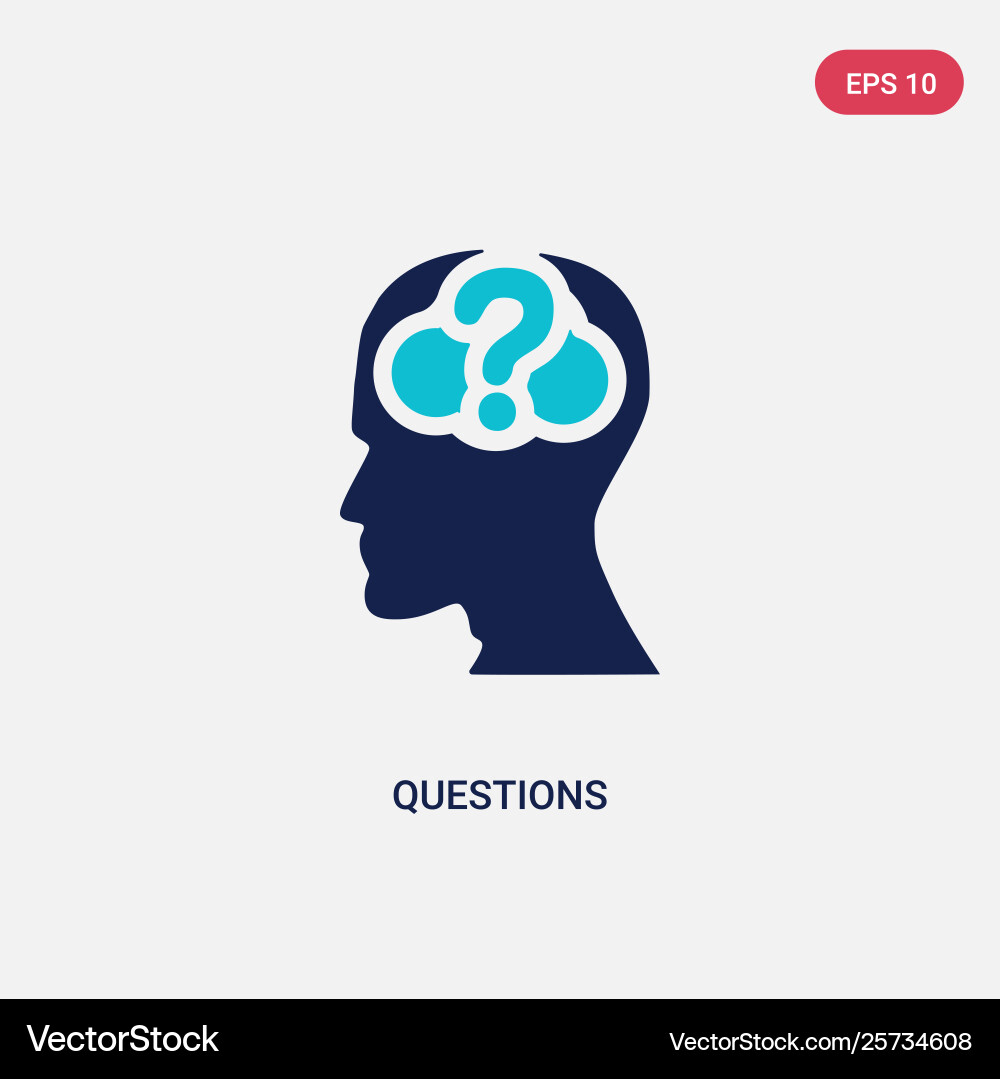 Two color questions icon from brain process vector image