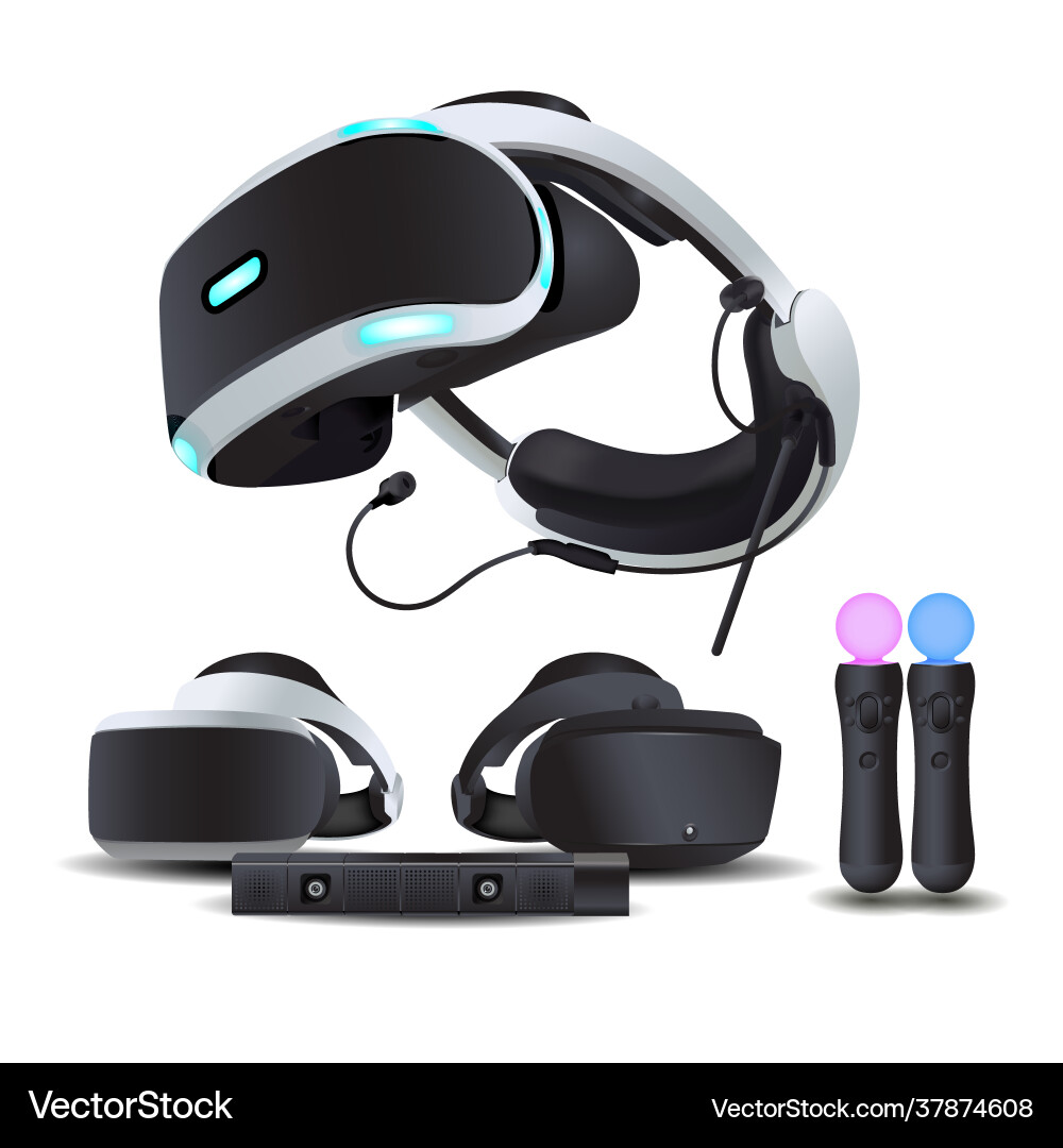Virtual reality console game accessories element Virtual reality console game accessories element Vector Image