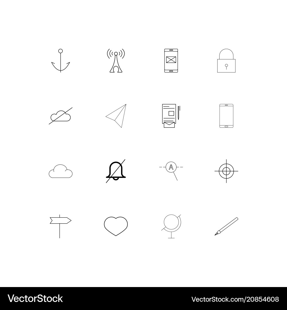 Web linear thin icons set outlined simple Vector Image