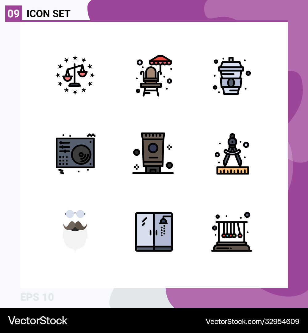 9 user interface filledline flat color pack Vector Image