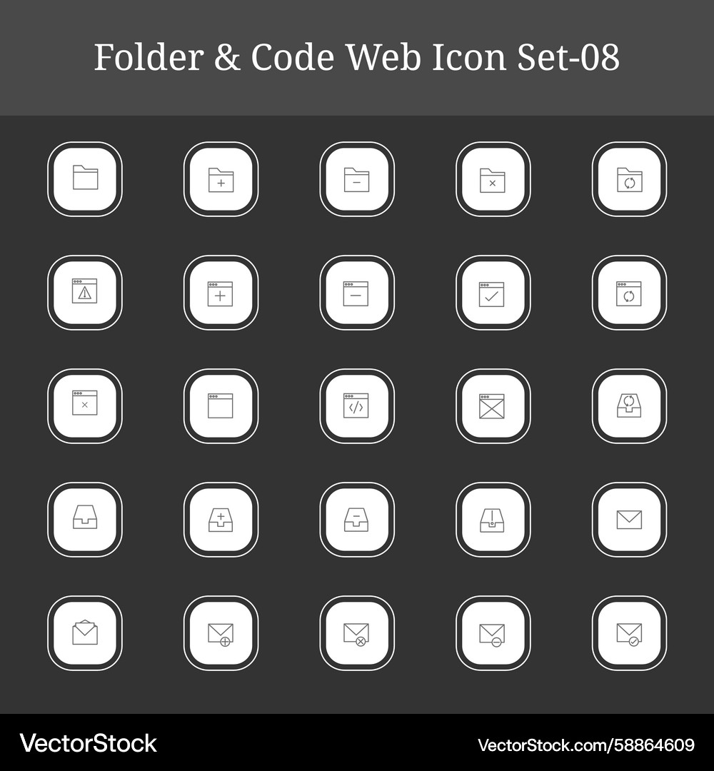 Collection of minimalist folder code icon set 08 Vector Image