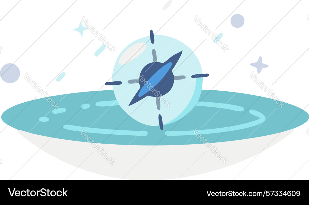 Compass floating on water art design generative ai vector image