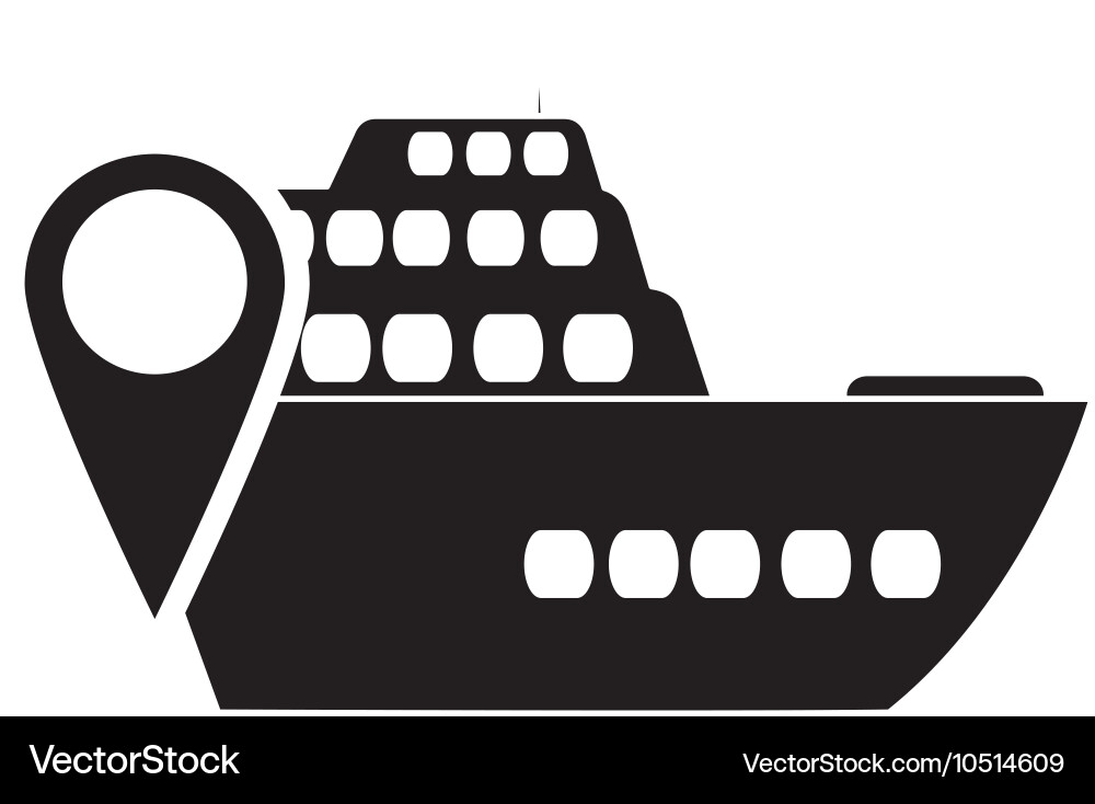 Cruise ship and gps map pointer icon Vector Image