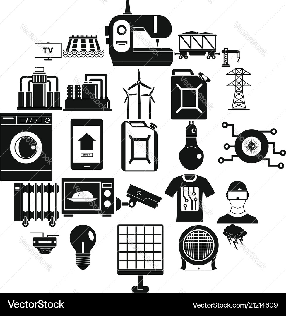 Electrician icons set simple style Electrician icons set simple style Vector Image