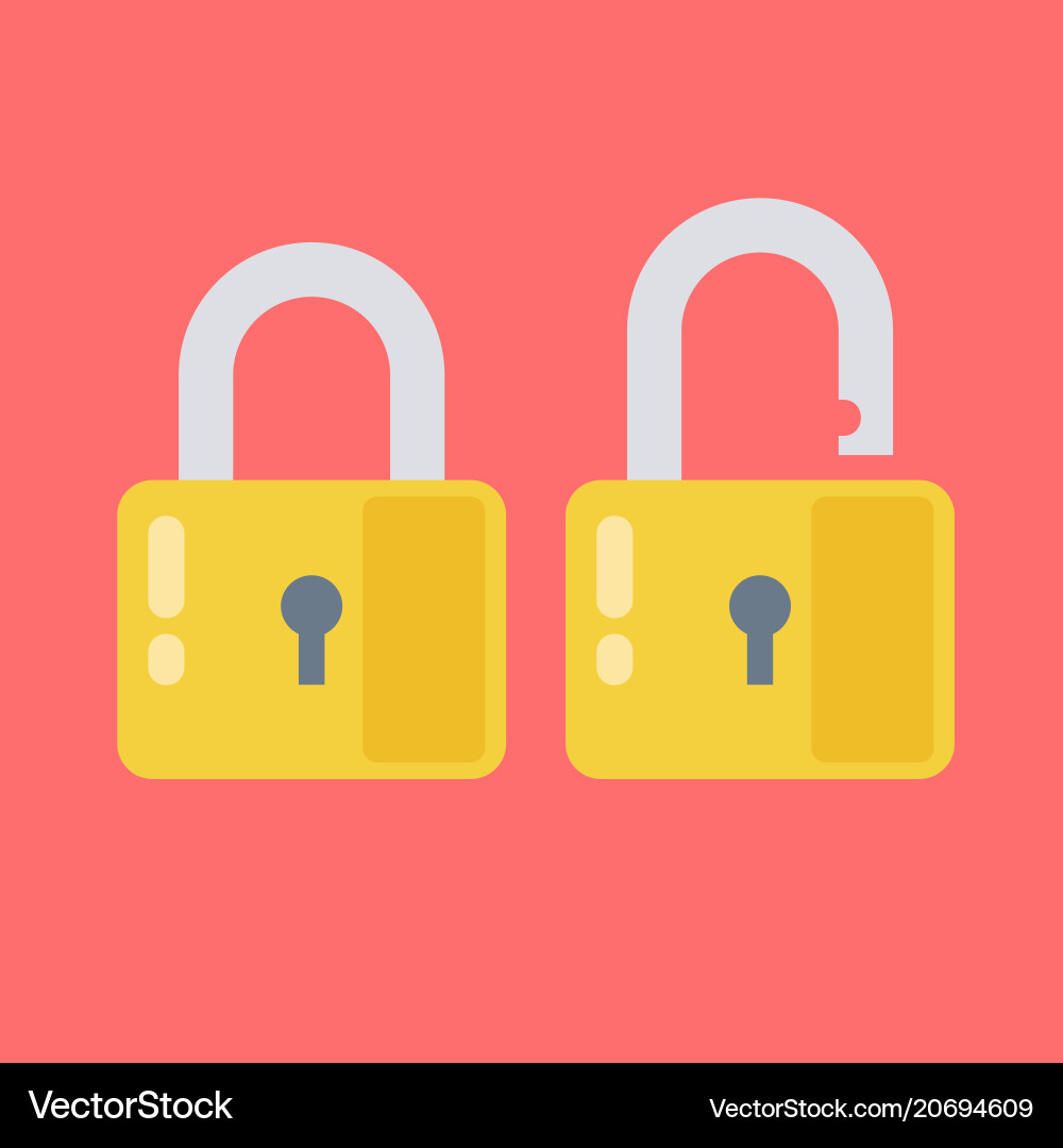 Lock open and closed concept password Lock open and closed concept password vector image