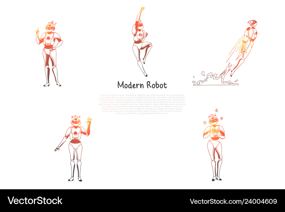 Modern robot - in different vector image