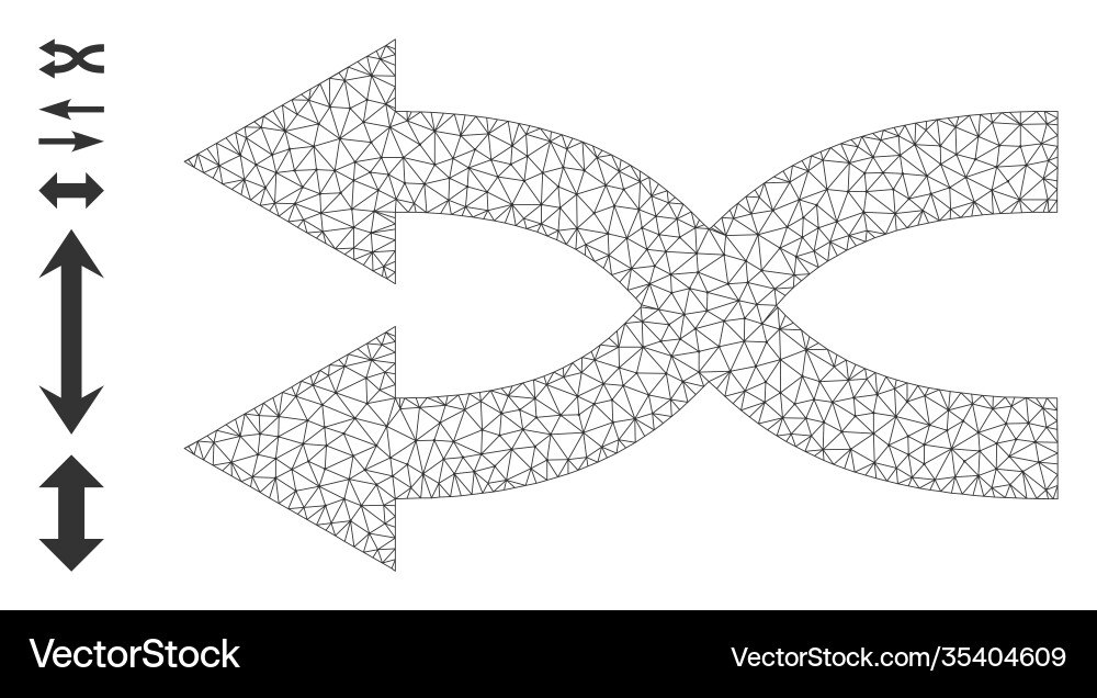 Polygonal net shuffle arrows left icon with simple Polygonal net shuffle arrows left icon with simple vector image