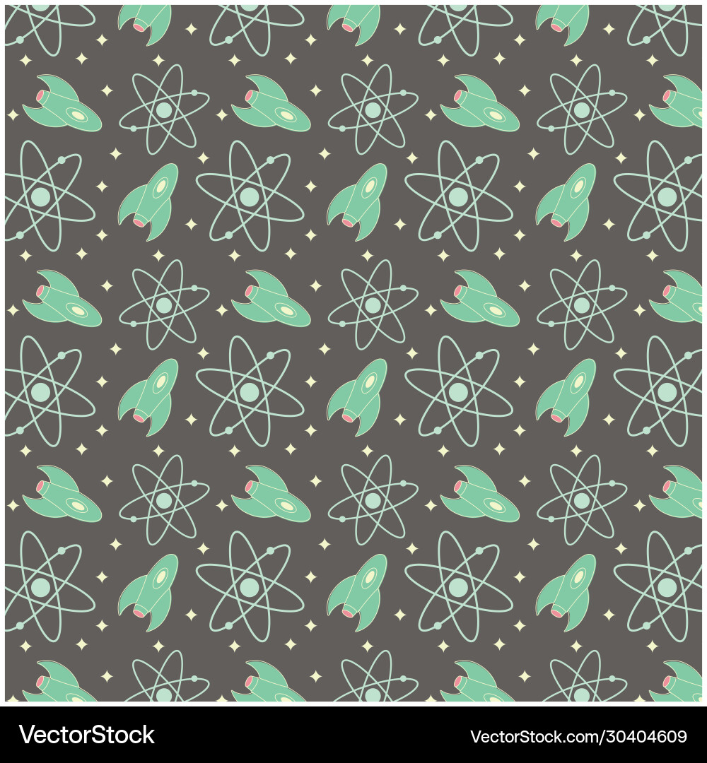 Retro Atomic Rocket Pattern Vector Image