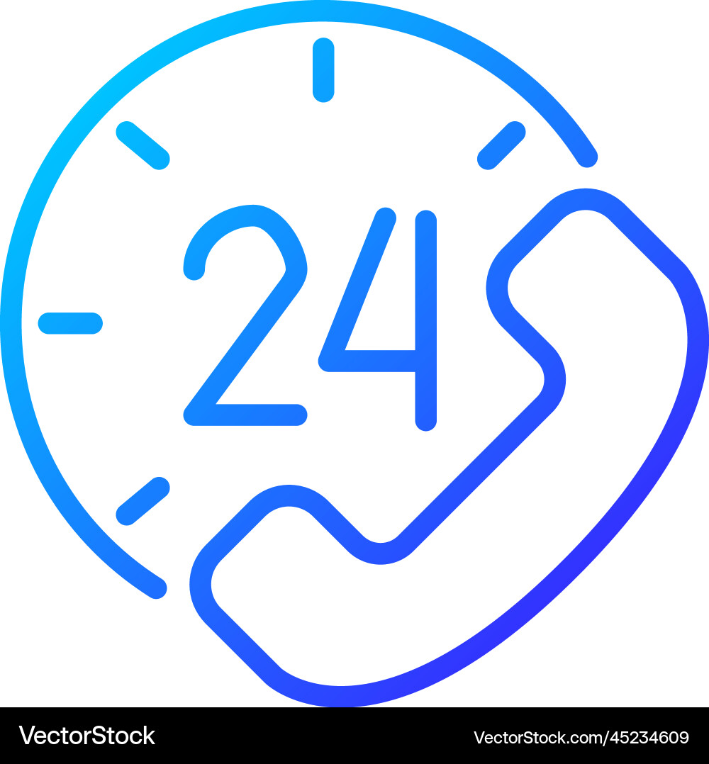 Round-the-clock support pixel perfect gradient Vector Image