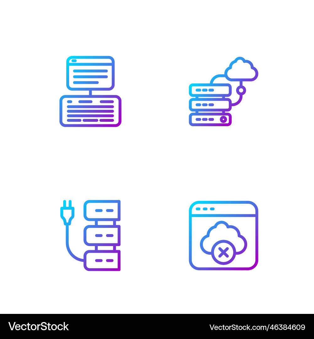 Set line failed access cloud storage server Vector Image