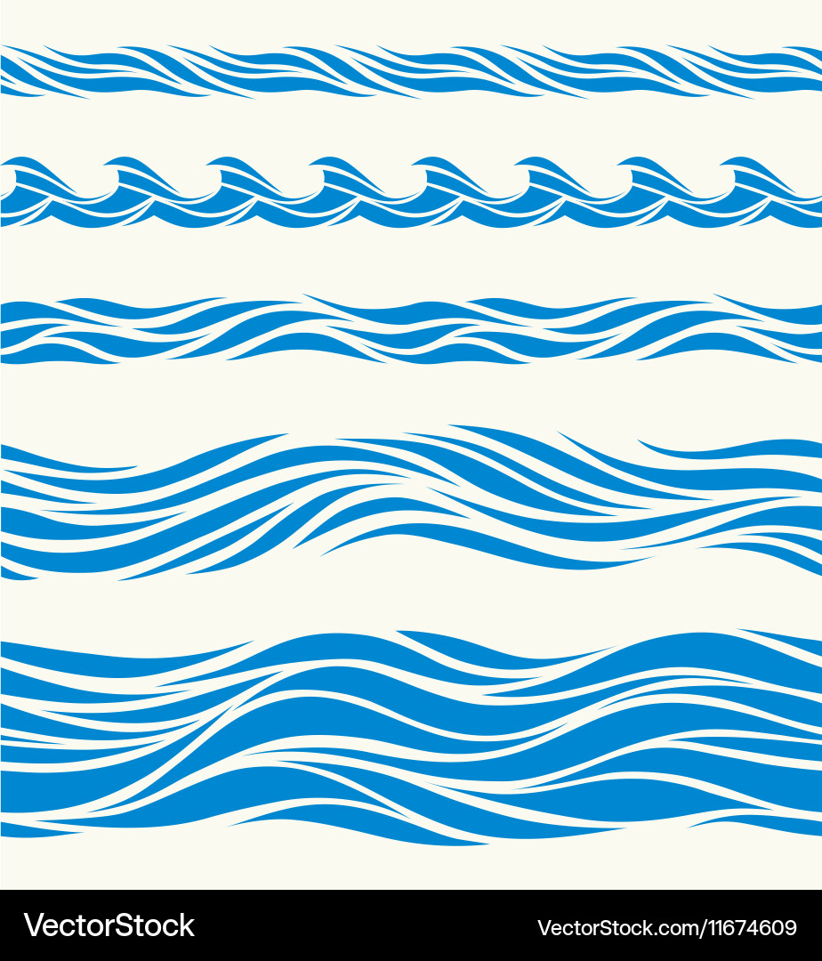 Set of seamless patterns with stylized waves vector image