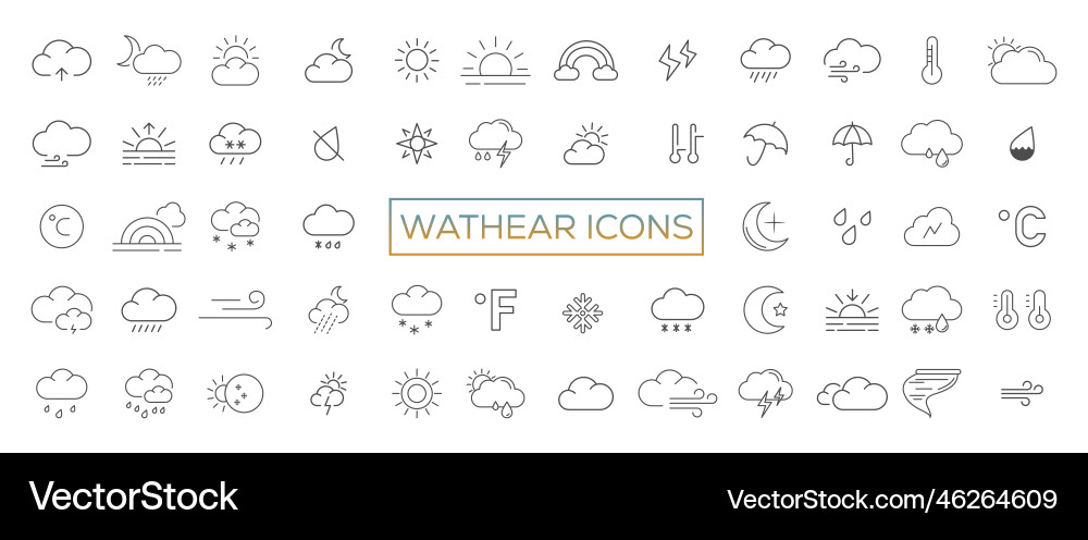 Weather icons set in line style isolated Weather icons set in line style isolated vector image