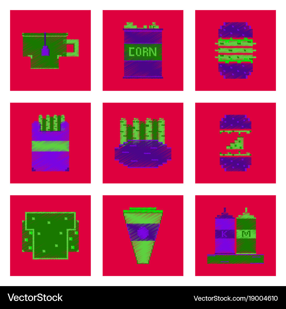Assembly of flat shading style pixel icon fast Vector Image