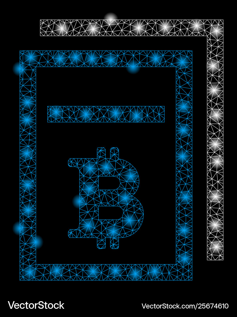 Bright mesh network bitcoin price pages with flare Vector Image