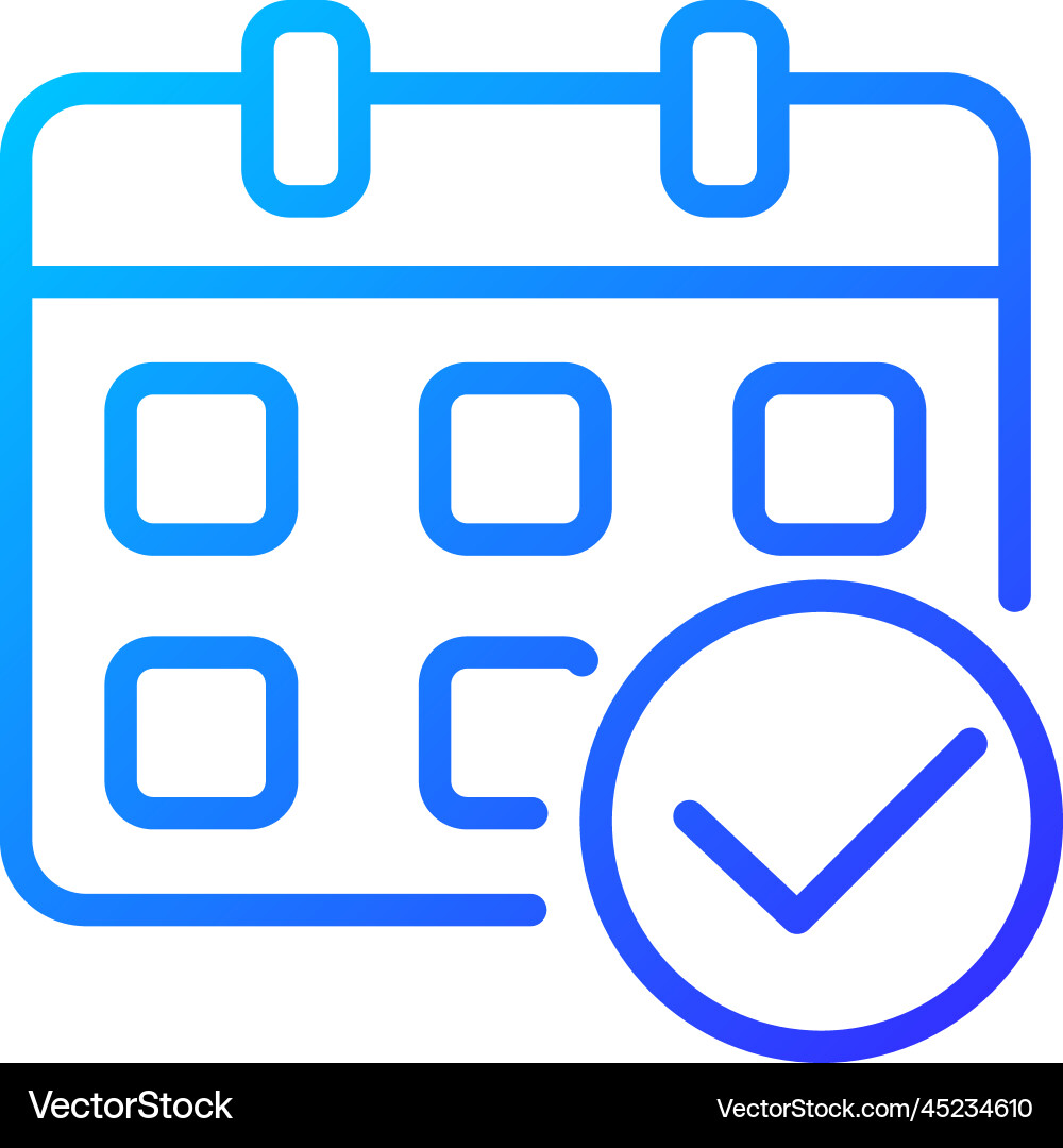 Calendar with check mark pixel perfect gradient Calendar with check mark pixel perfect gradient vector image