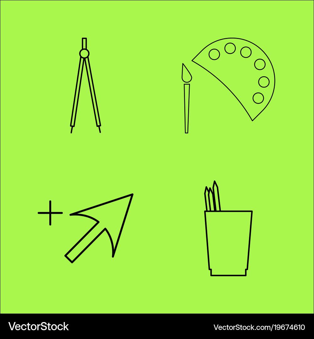Design elements simple linear outline icon set vector image